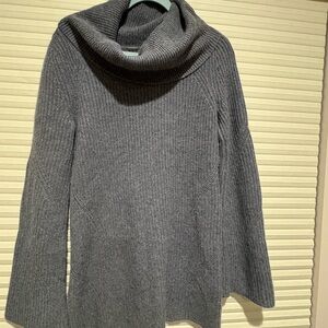 Tahari  cashmere Gray Ribbed Cowl Neck Sweater